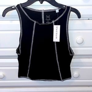 (BRAND NEW) PACSUN BLACK WHITE STITCHED STRETCH TANK
